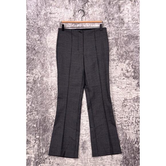 Helmut Lang Pants 4 Womens Gray Houndstooth Wool Blend Cropped Flare Trouser - Picture 1 of 7